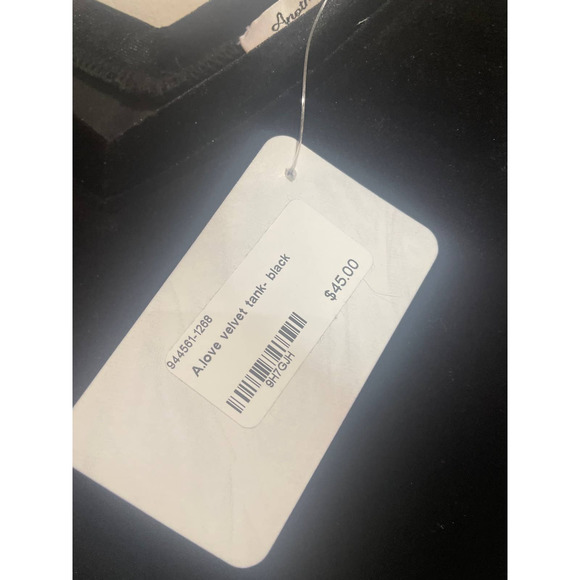 Another Love Acacia Velvet V-Neck Tank Top Black NWT Women’s Med - Picture 6 of 12